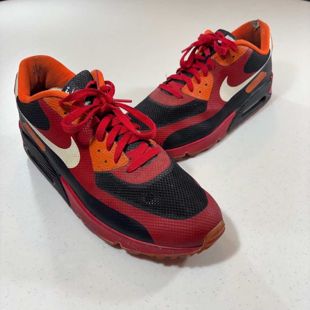 Nike Air Max 90 Hyperfuse Red Orange Black 2013 NikeID Sneakers Mens 13 READ!